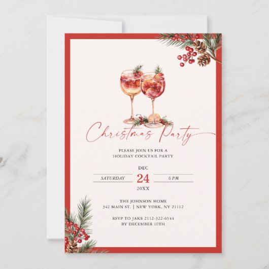 Weihnachts-Party Holiday Cocktails Einladung (Vorderseite)