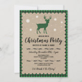 Weihnachts Party Holiday Deer Snowflake Grüner Kar Einladung (Vorderseite)