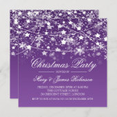 Weihnachts-Party Holiday String Lights Lila Einladung (Vorne/Hinten)