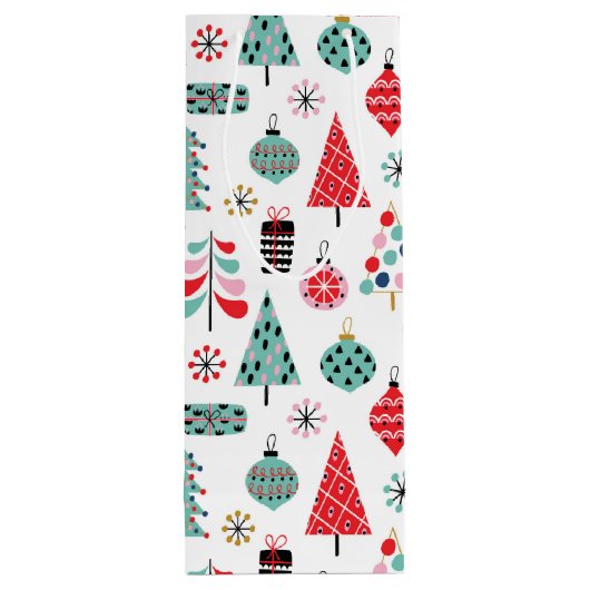 Weihnachts Party Hostess Geschenk. Urlaubsmuster Geschenktüte Für Weinflaschen (Rückseite)