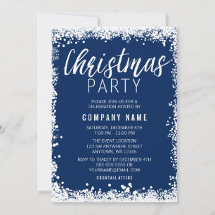 Weihnachts-Party in Blau und Weiß-Schnee Einladung
