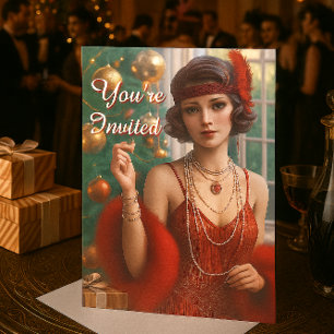 Weihnachts-Party in den 20er Jahren Flapper Holida Einladung