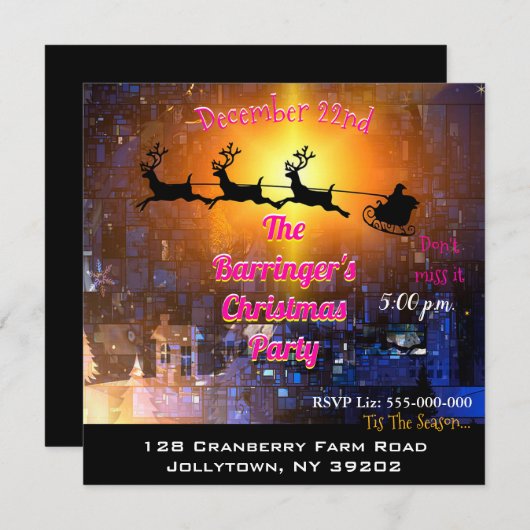 Weihnachts-Party in der Stadt Einladung (Vorne/Hinten)