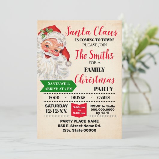 Weihnachts-Party in der Stadt Einladung (Stehend Vorderseite)