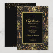 Weihnachts-Party in Gold und Schwarz Einladung (Vorne/Hinten)