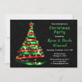 Weihnachts-Party in Rot und Grün-Schleife Einladung (Vorderseite)