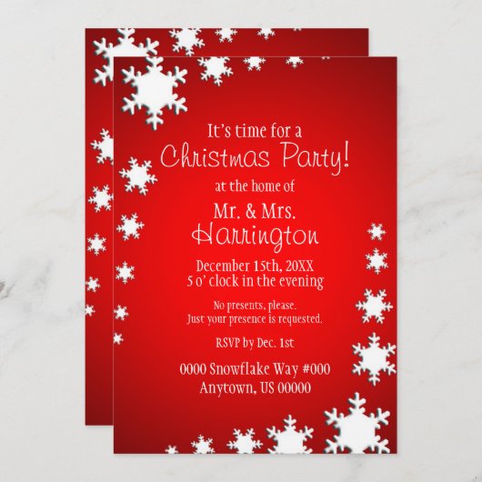 Weihnachts-Party in Rot und Weiß Einladung (Vorne/Hinten)