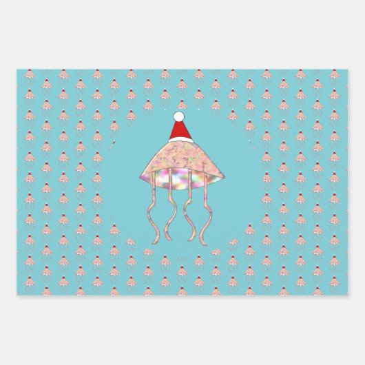 Weihnachts-Party Jellyfish Custom Geschenkpapier Set (Vorderseite)