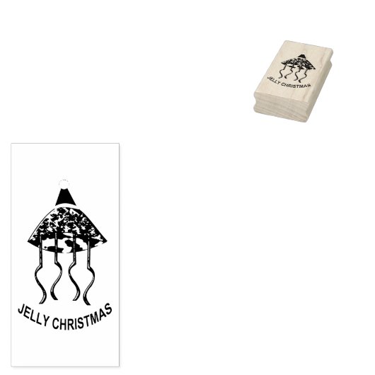 Weihnachts-Party Jellyfish Wood Art Briefmarke Gummistempel (Stempel)