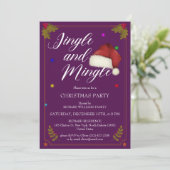 Weihnachts-Party Jingle und Mingle Lila Thema Einladung (Stehend Vorderseite)