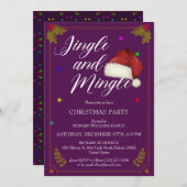 Weihnachts-Party Jingle und Mingle Lila Thema Einladung (Vorne/Hinten)