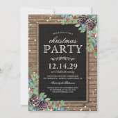 Weihnachts-Party lädt | Rustikale Pine Cones Berry Einladung (Vorderseite)