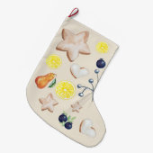 Weihnachts-Party Lemon Ginger Brot Wasserfarbe Großer Weihnachtsstrumpf (Vorderansicht (hängend))