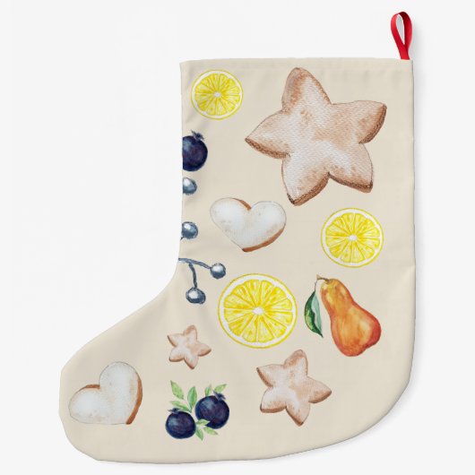 Weihnachts-Party Lemon Ginger Brot Wasserfarbe Großer Weihnachtsstrumpf (Rückseite)