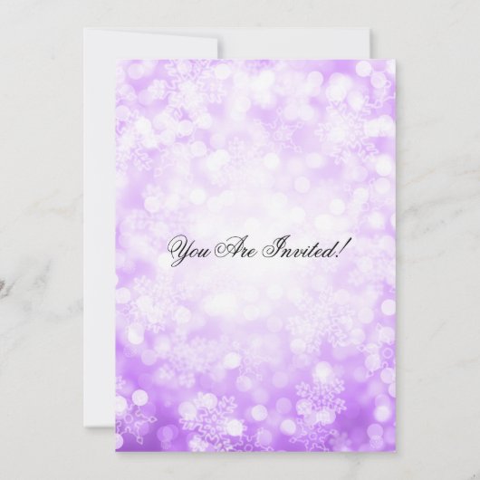 Weihnachts-Party Lila Sparkling Snowflake Lights Einladung (Rückseite)