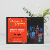 Weihnachts-Party Magische Nacht-Szene Einladung (Stehend Vorderseite)