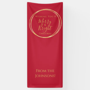 Weihnachts-Party Merry and Bright Red Gold Banner