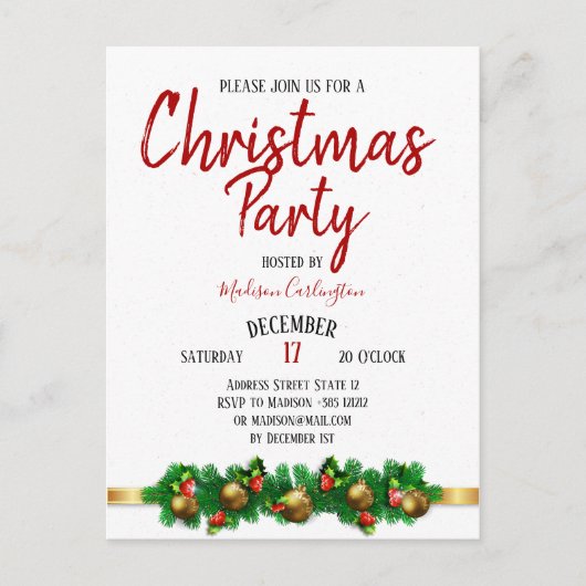 Weihnachts-Party Mistletoe Bells Decorative Postkarte (Vorderseite)