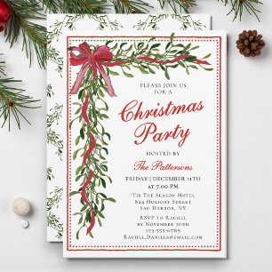 Weihnachts-Party Mistletoe Bow Moderne Feiertagspa Einladung