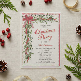 Weihnachts-Party Mistletoe Bow Moderne Feiertagspa Pergament Einladungen