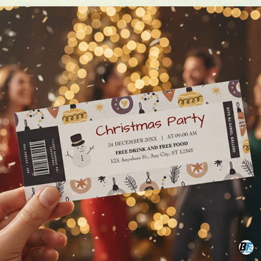 Weihnachts-Party mit Barcode und DJ-Name, Eintritt Einladung