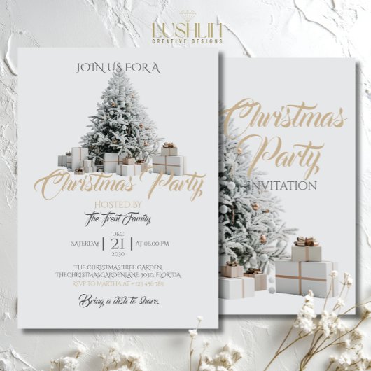 Weihnachts-Party mit Baum und Präsentationen Einla Einladung