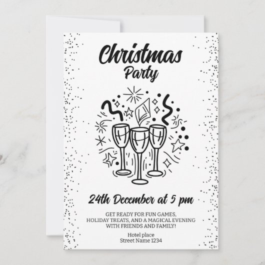 Weihnachts-Party mit Champagnerbrille Einladung (Vorderseite)