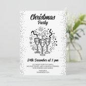 Weihnachts-Party mit Champagnerbrille Einladung (Stehend Vorderseite)