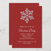 Weihnachts-Party mit Red Crystal Snowflake Einladung (Vorne/Hinten)