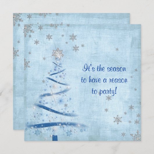 Weihnachts-Party mit Silberschneeflocken Einladung (Vorne/Hinten)