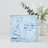 Weihnachts-Party mit Silberschneeflocken Einladung (Stehend Vorderseite)