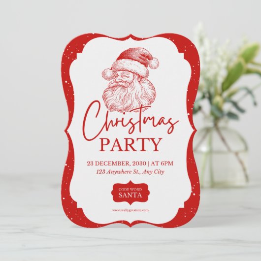 Weihnachts-Party mit Weihnachtsfeier Einladung (Stehend Vorderseite)