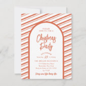 Weihnachts-Party Modern Arch Bright Red Candy Cane Einladung (Vorderseite)