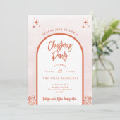 Weihnachts-Party Modern Arch Bright Red Einladung (Stehend Vorderseite)
