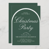 Weihnachts-Party Moderne Arch Green Einladung (Vorne/Hinten)