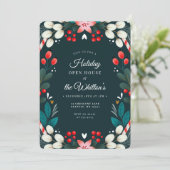 Weihnachts-Party Moderne Blumenfeier Einladung (Stehend Vorderseite)