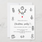 Weihnachts-Party Moderne, lustige Rentierdoodles Einladung (Vorderseite)
