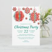 Weihnachts-Party Moderne Schneeflocken Einladung (Stehend Vorderseite)