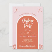 Weihnachts-Party Moderner Bogen in Rosa und Rot Einladung (Vorderseite)