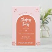 Weihnachts-Party Moderner Bogen in Rosa und Rot Einladung (Stehend Vorderseite)