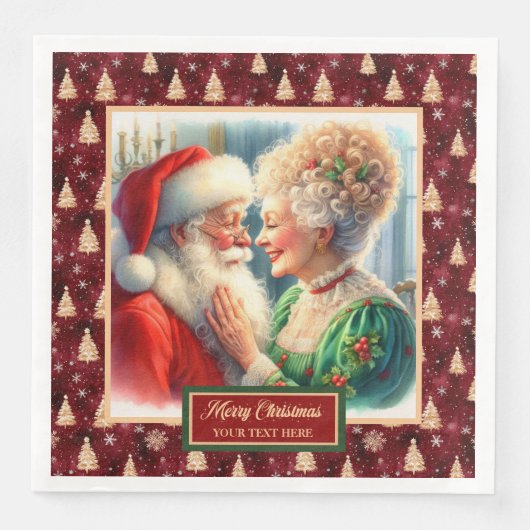 Weihnachts-Party Napkins Red Gold Green Santa Serviette (Vorderseite)