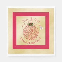 Weihnachts-Party Napkins Spaß Rot und Gold Serviette