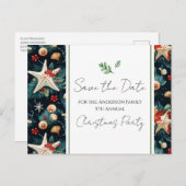 Weihnachts-Party Nautic Save the Date Postkarte (Vorne/Hinten)