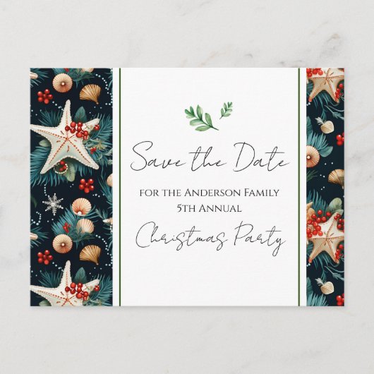 Weihnachts-Party Nautic Save the Date Postkarte (Vorderseite)