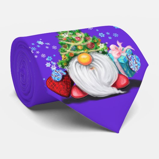 Weihnachts-Party Neck Tie Happy Gnome mit Geschenk Krawatte (Gerollt)