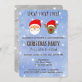 Weihnachts-Party Niedlich Weihnachtsmann und Hirsc Einladung (Vorne/Hinten)