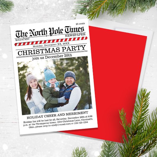 Weihnachts-Party Niedliche Zeitung Custom Einladung