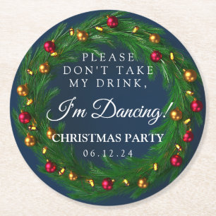 Weihnachts-Party "Nimm meinen Drink nicht!" Runder Pappuntersetzer