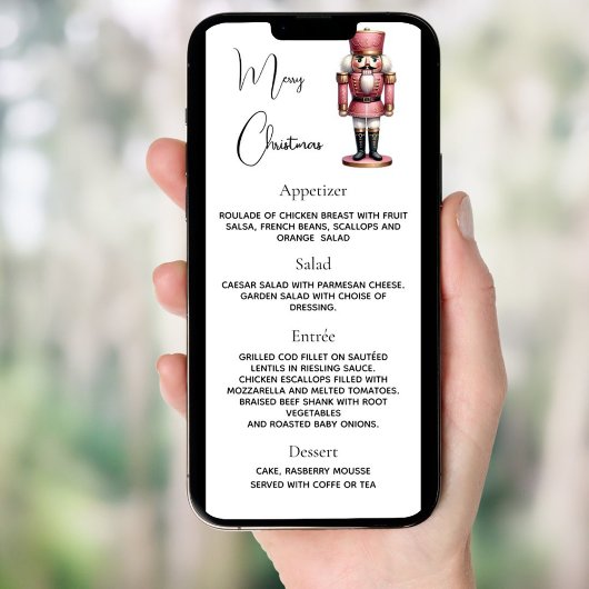 Weihnachts Party Nutcracker Dinner Karte