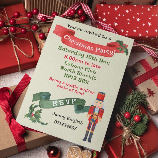 Weihnachts Party Nutcracker Kleiner Schlagzeugknab Einladung